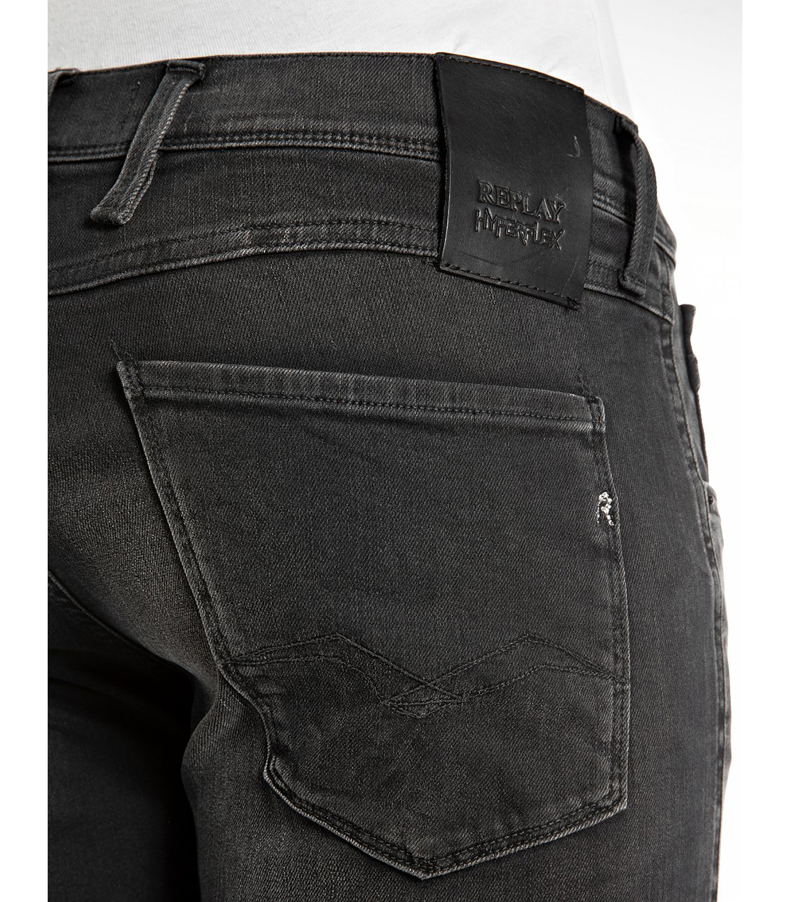 スリム ANBASS Hyperflex Re-used スーパーストレッチデニム 詳細画像 ブラック 8